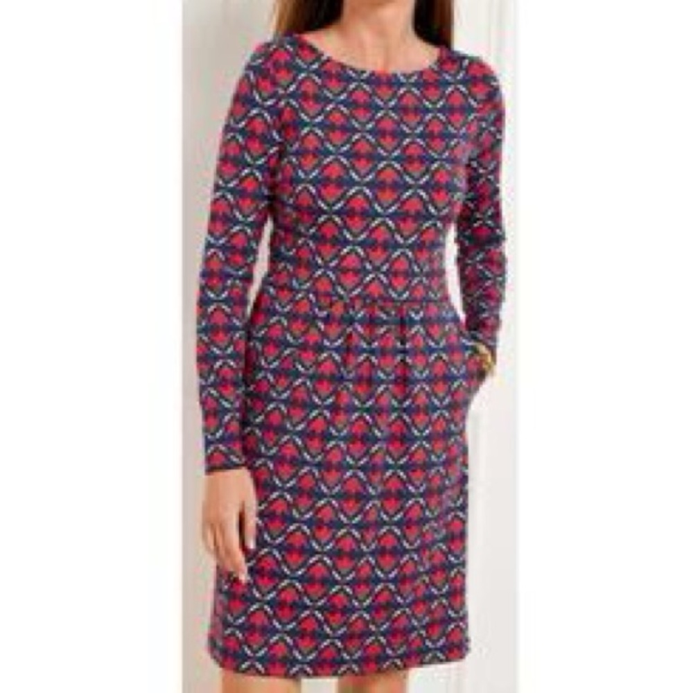 Talbots Dress Womens XL Red Tulip Effortless Jersey Pockets Ditsy Flip‎ Stretch